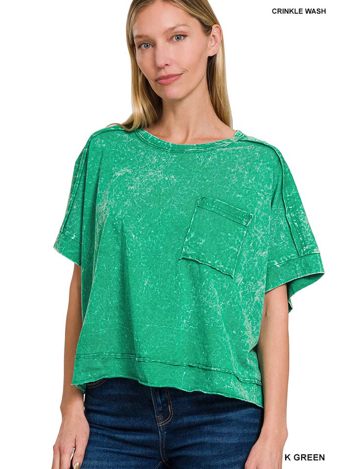 42POPS - Wholesale Knit Top - Women's - `.Washed Exposed Seam Oversized Tee27