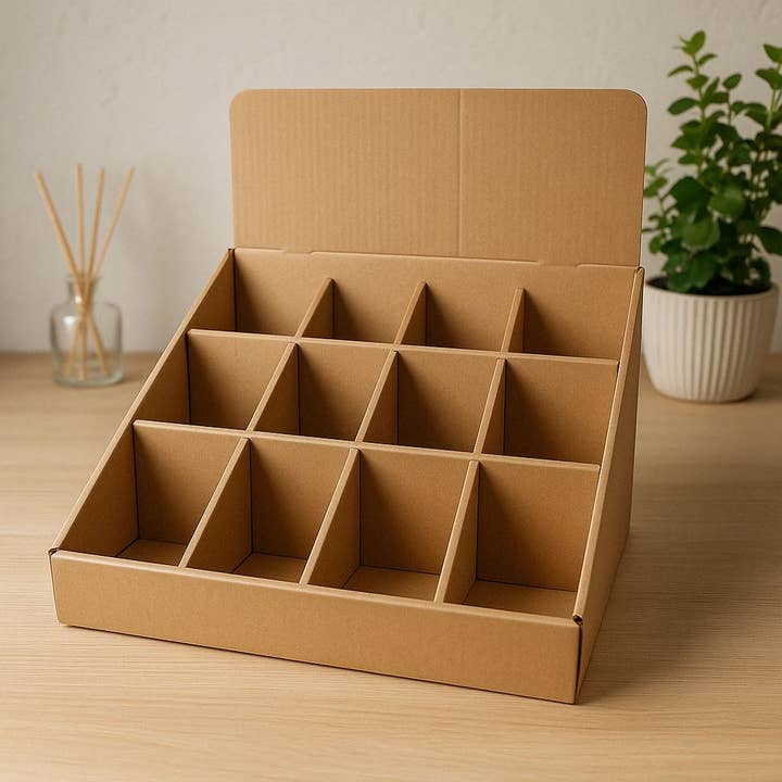 VIE - Wholesale Retailer Display - Accessories - Cardboard Countertop Display, 12 Cells, 40x33x40cm