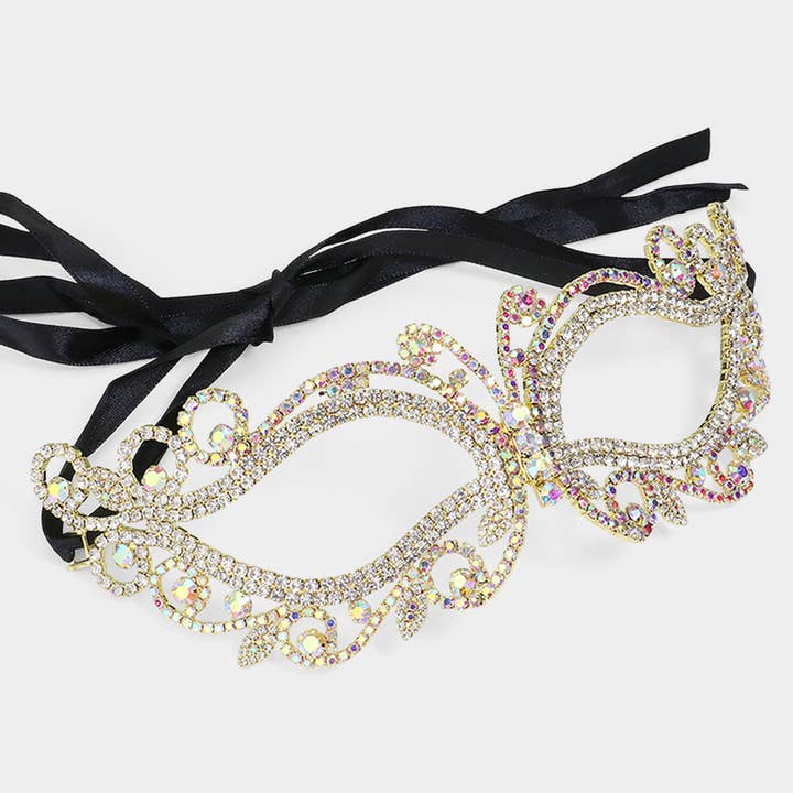 Sensibling Corp. - Wholesale Costume - Women's - Rhinestone Paved Cat Eye Masquerade Mask