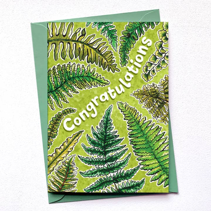 Congratulations fern card for wholesale by Alexia Claire Ltd
