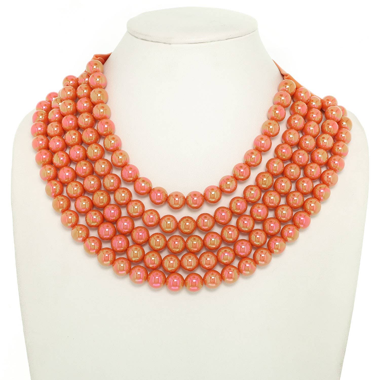 anbfashion - Wholesale Beaded/Pearl Necklace - BLING METALLIC COLOR BEADED NECKLACE FAUX LEATHER MAGNETIC6