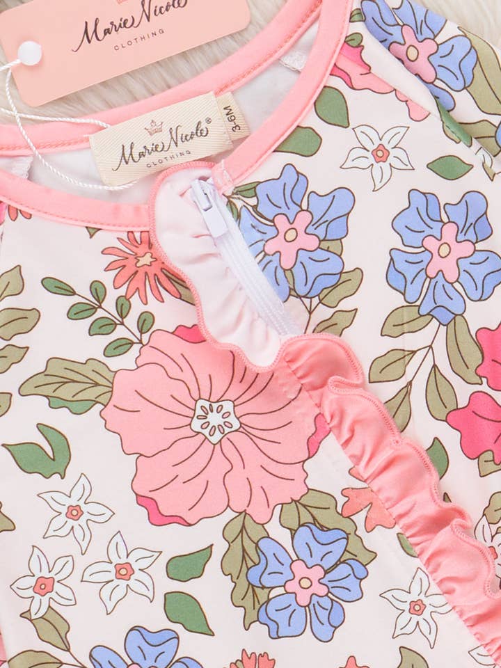 Marie Nicole Clothing - Wholesale Sleepsuit - Baby - Petal Dreams Ruffle Sleeper Pajamas1