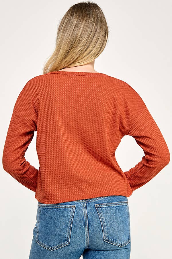 Cerule – wholesale Stickad topp - Dam – J5284 Långärmad topp i våffelstickning3