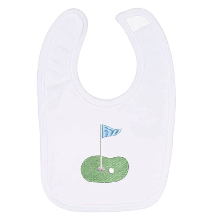 Putting Green Baby Bib for wholesale by Blythe Embroidery Co.