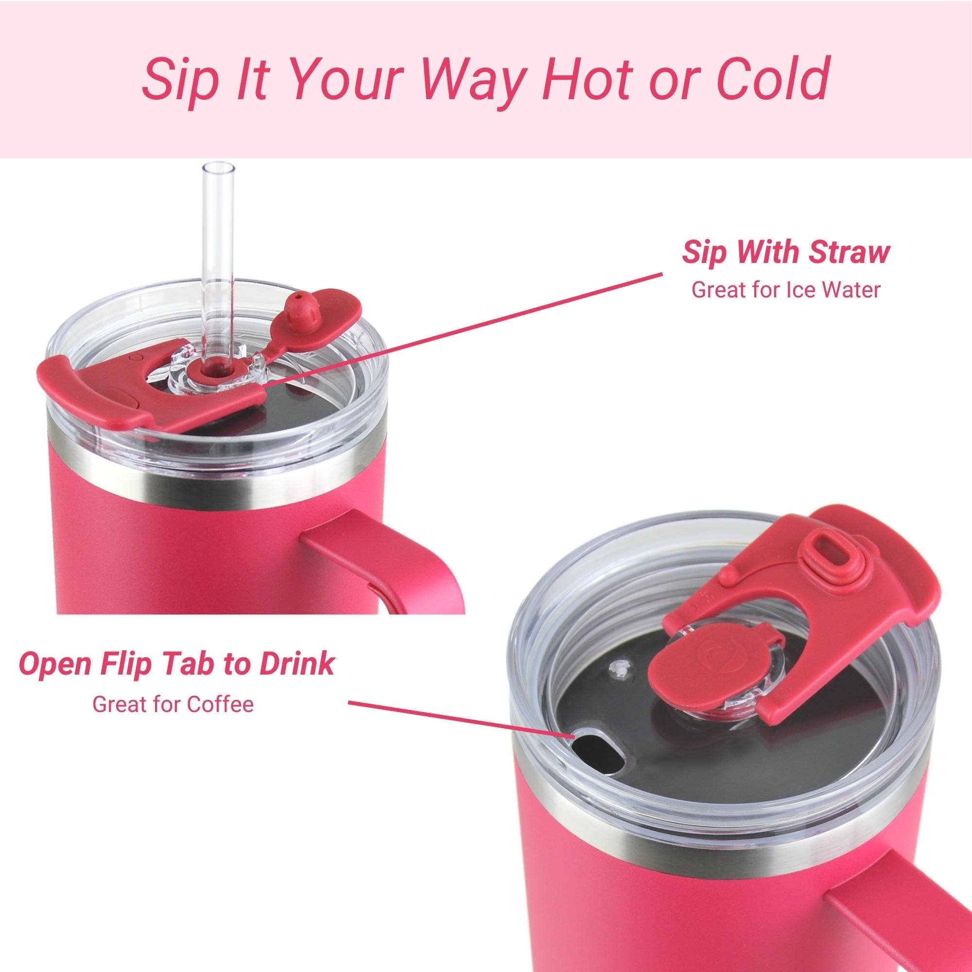 Drinco - Vendita all'ingrosso Bicchiere/tazza termica - Bicchiere termico Drinco BigSur da 40 oz e 30 oz con manico, cannuccia e coperchio flip37