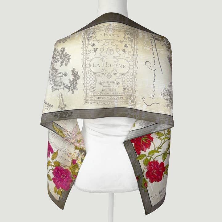 La Boheme Oblong Silk Scarf for wholesale by Opera Scarves