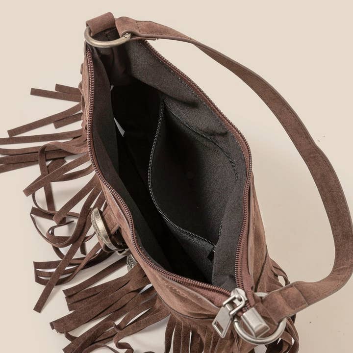 Anarchy Street - Wholesale Crossbody Bag - Women's - Suede Cascade Fringe Shoulder Bag3