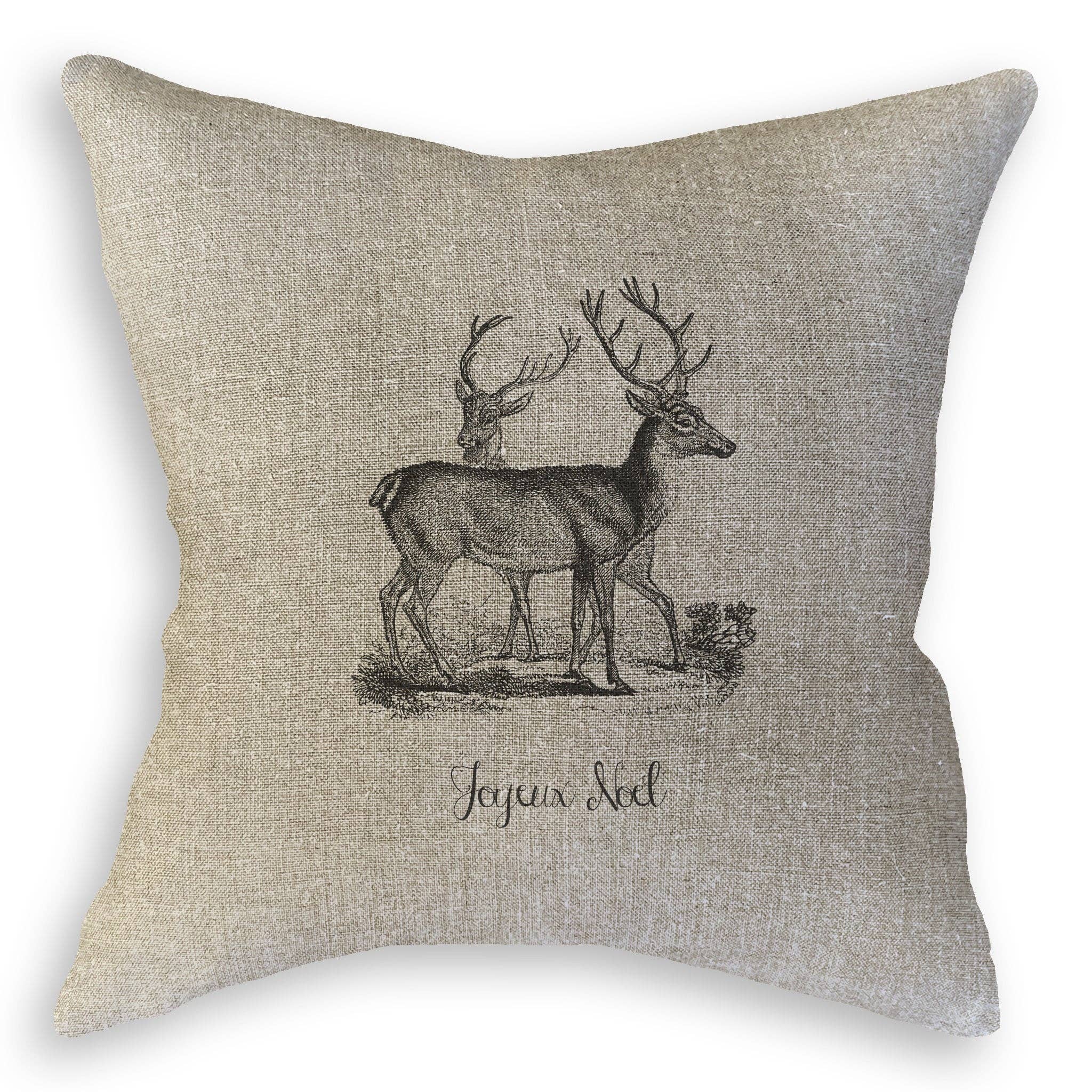 French Graffiti - Wholesale Theedoek - Grijs vintage hert met Joyeux Noel10