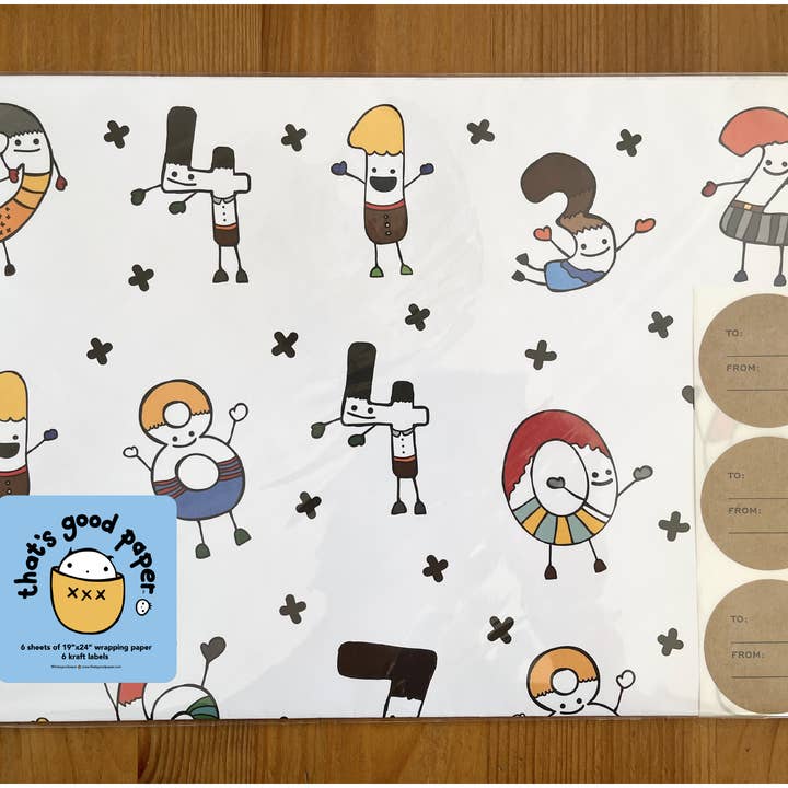 Pacote de papel de embrulho dobrado de números felizes por atacado de That's Good Paper