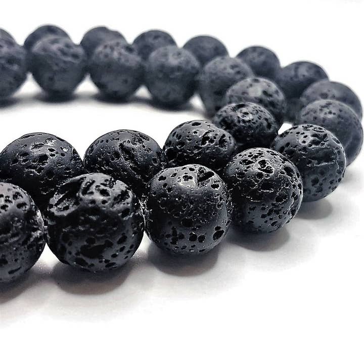 Guerrilla Charm - Wholesale Beads - 14mm Black Lava Stone Diffuser Beads