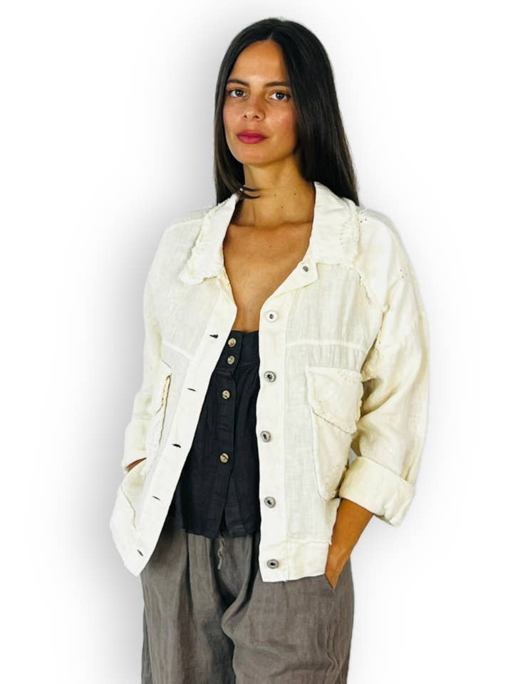 REF 20493 VESTE 100 % LIN pour la vente par Linos y Textiles