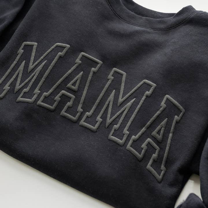 Black Embossed Mama Sweatshirt for wholesale on Faire2