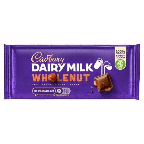 28I CADBURY DAIRY MILK WHOLENUT 120GRM X16 for engroshandel hos INTERNATIONAL TASTE FOOD SARL