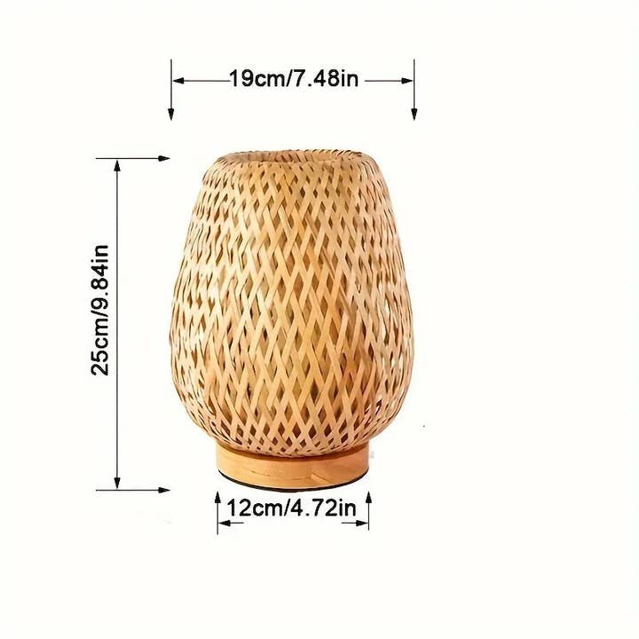 Retro Japanese Style Lamp Bamboo Woven Desk Lamp Handmade Rattan LED Desk Lamp Wooden House Decoration Light for wholesale by American Smart