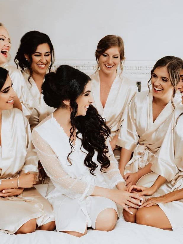 GiftsbyPR - Wholesale Robe - Women's - Champagne Silk Satin Bridesmaid Robe, Custom Satin Robe Gift10