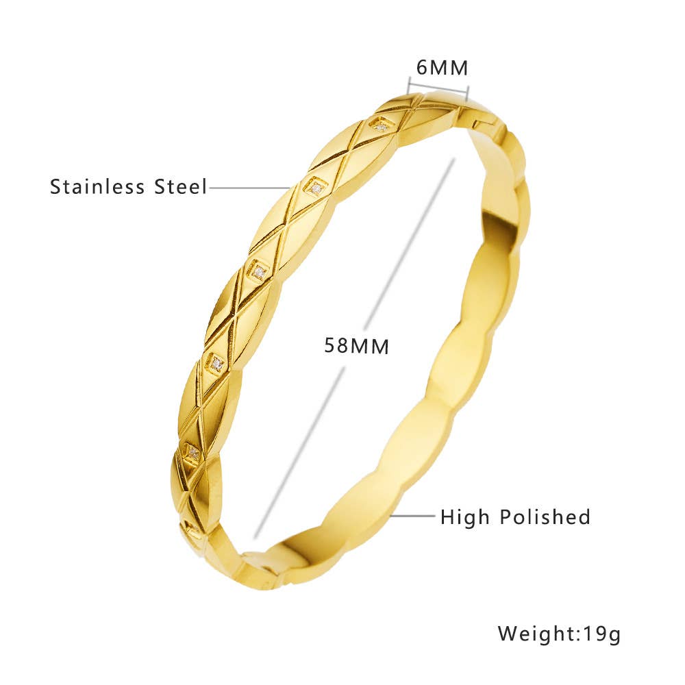 Mio Queena – Großhandel Manschettenarmband – Mehrere Stilvarianten 18K vergoldete Edelstahl-Armreifen - FGS32