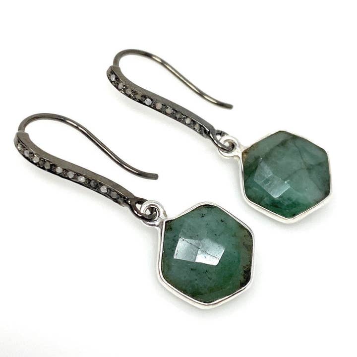 Akstar Gems – Großhandel Ohrhänger – Echte Smaragd Ohrringe, Pave Diamant-Ohrringe, Sterling Silber Edelstein Ohrringe, Geschenke für Sie2