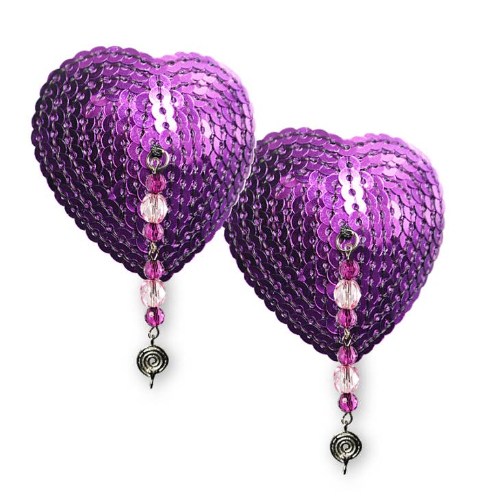 Copricapezzoli paillettes cuore viola - Charm fiore per la vendita all'ingrosso da parte di Bijoux De Nip