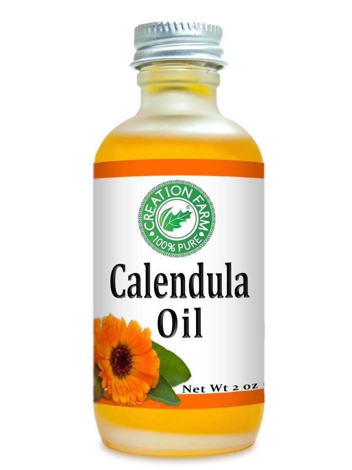 Olio Infuso di Calendula 2 oz – Olio Erboristico Confortante per Pelle Delicata e Secca per la vendita all'ingrosso da parte di Creation Farm Inc