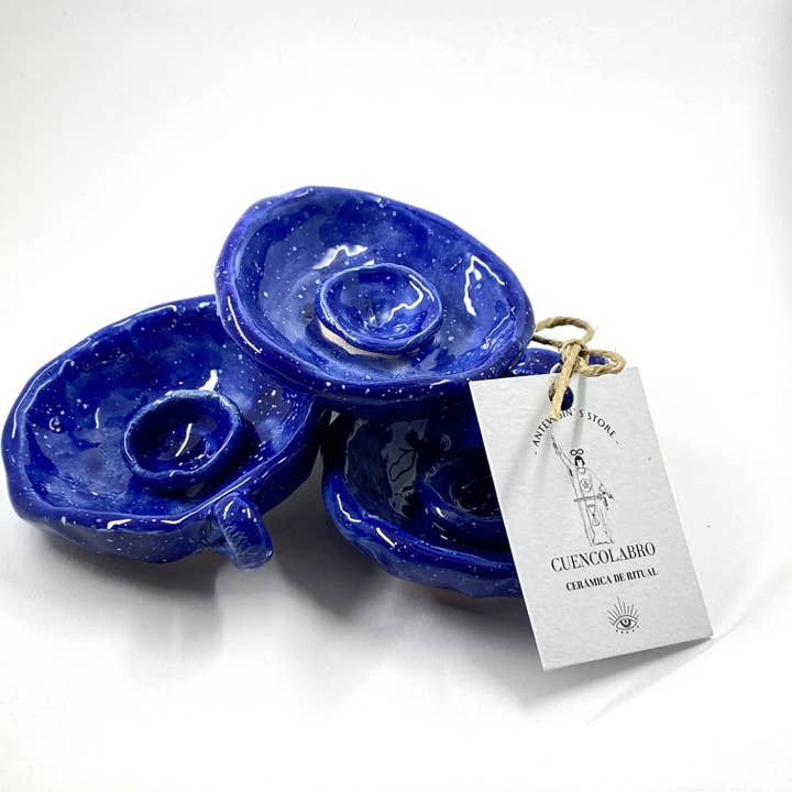 Antevasin´s Store - Wholesale Candle Holder - Blue bowl with white micas2