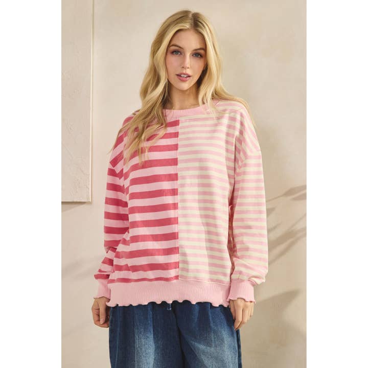 Veveret - Wholesale Tunic - Women's - Contrast Striped French Terry Top12