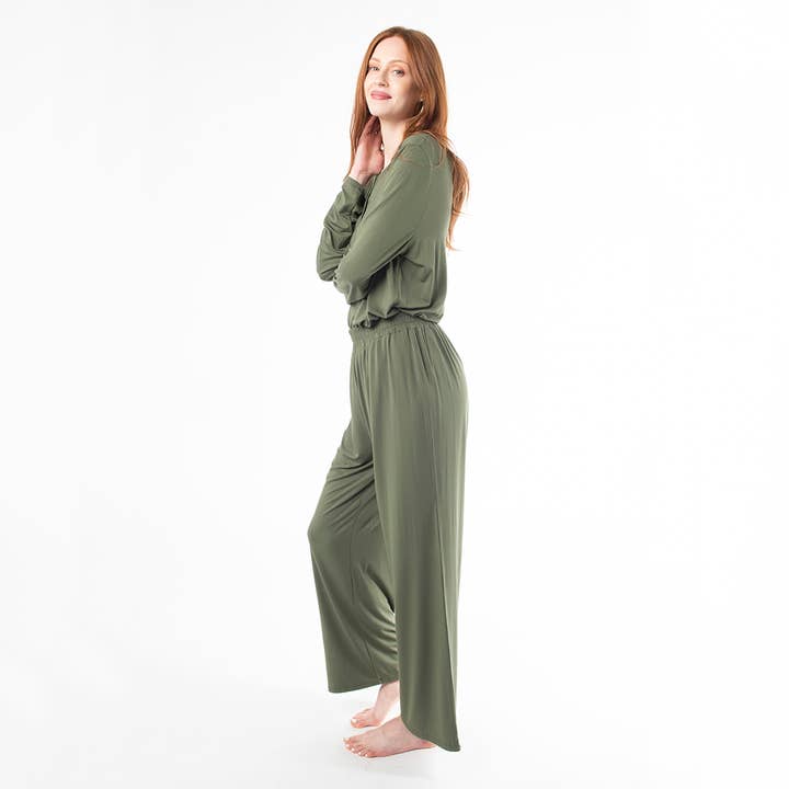 Skyla Bamboo Pajama Set - Sencha Green for wholesale on Faire1