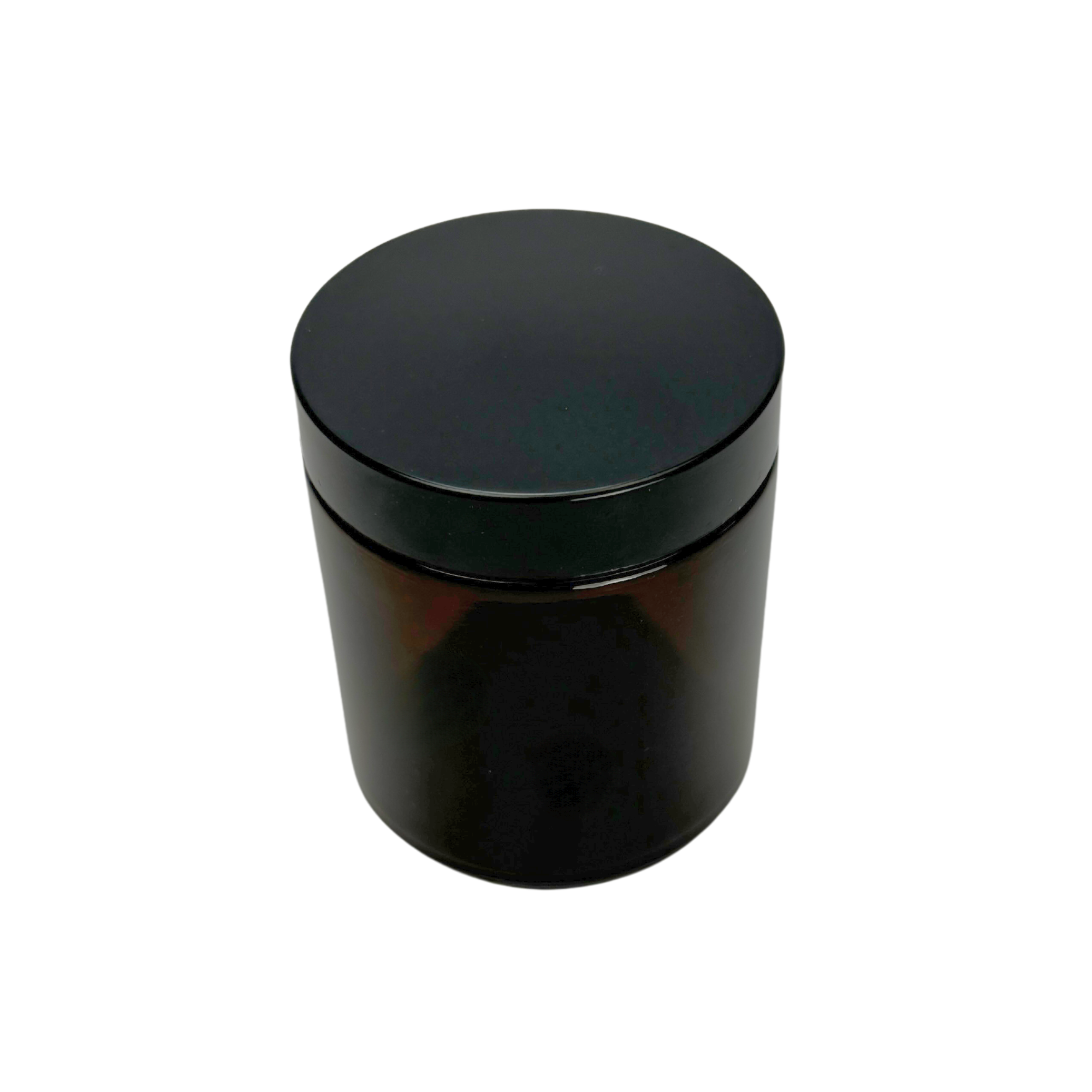 The Bottle Shoppe – Engroshandel Krukke – 4 oz ravfarvet glasbeholder med lige sider og sort PP låg2