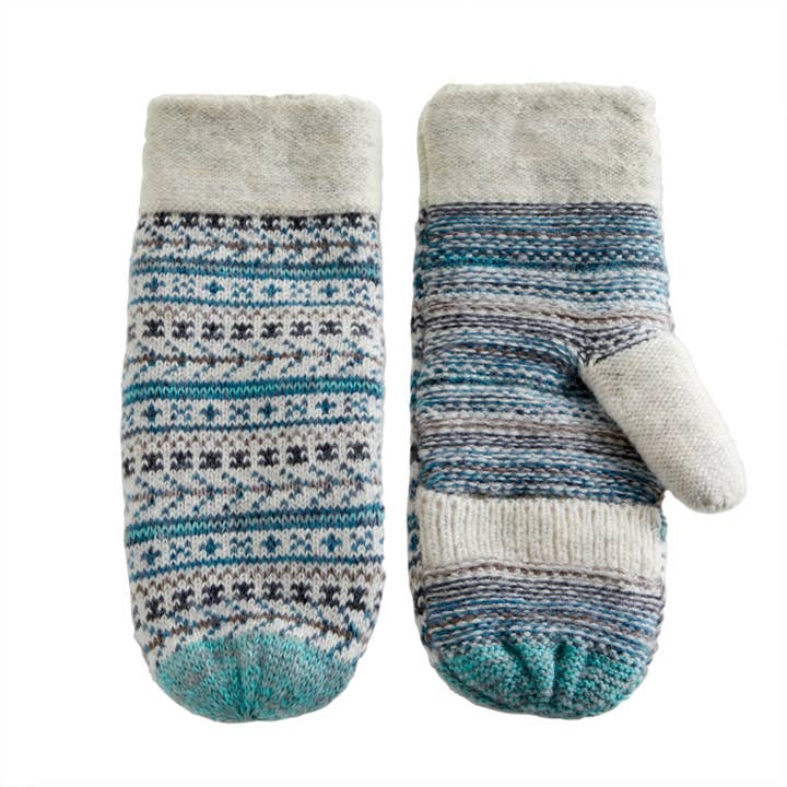 Recycled Fair Isle Knit Mittens for wholesale by VIA