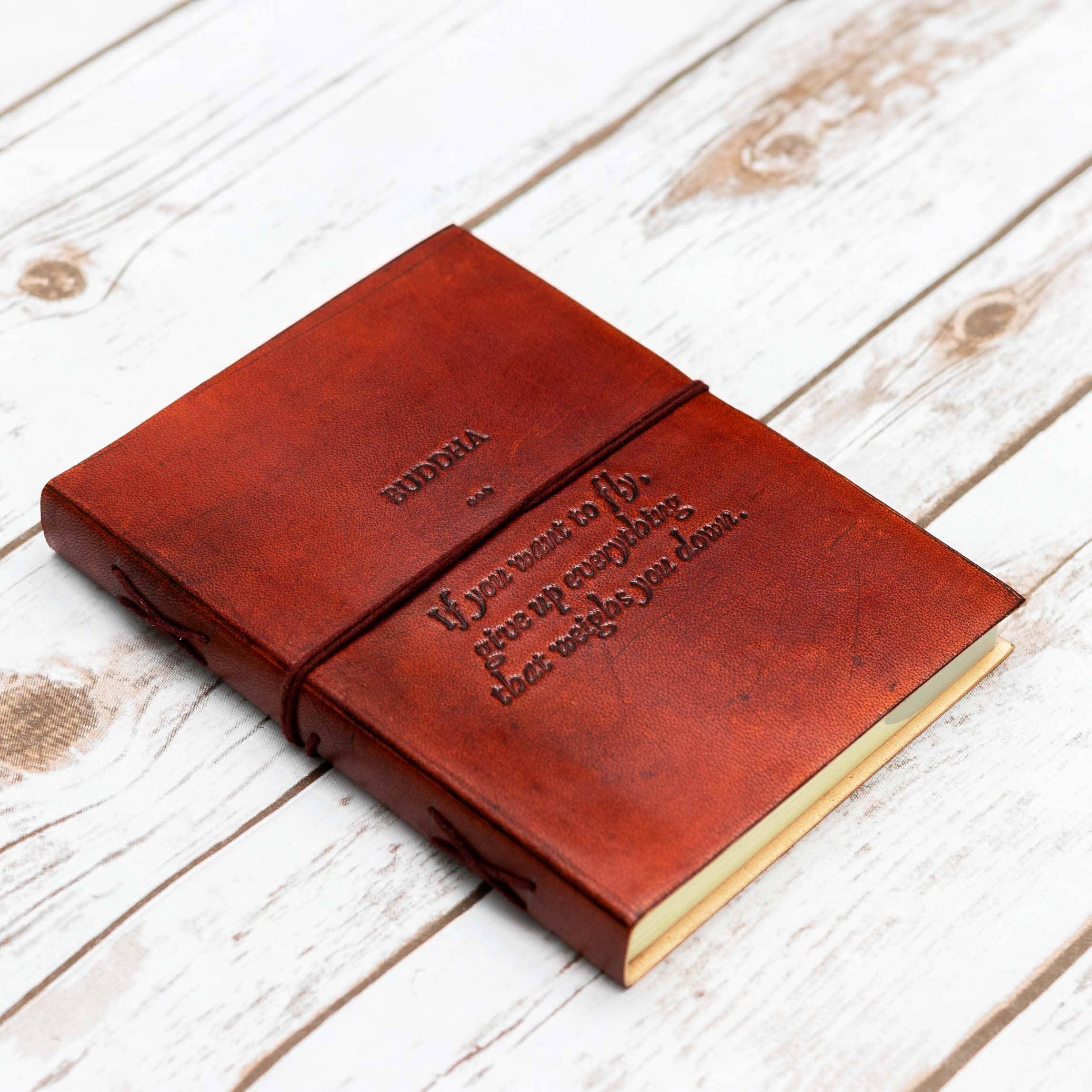 Soothi | Containers Of Creativity - Wholesale Journal/Diary - Buddha If You Want To Fly Quote Leather Journal - 8x68