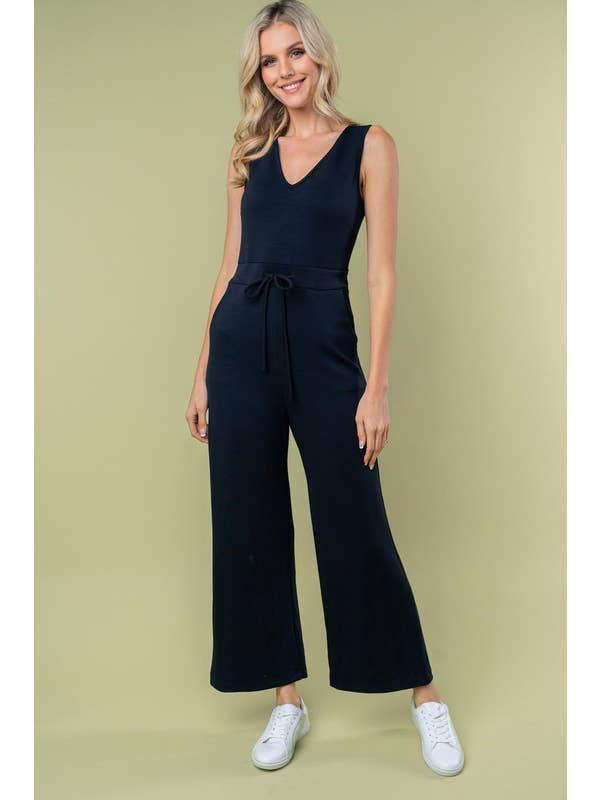 Heather Grey JP71750 Sleeveless Solid Knit Jumpsuit for wholesale on Faire6