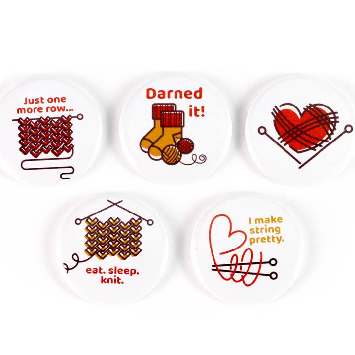 SET: I Love Knitting Pinback Buttons or Magnets for wholesale by Ifs, Ands, Or Buttons