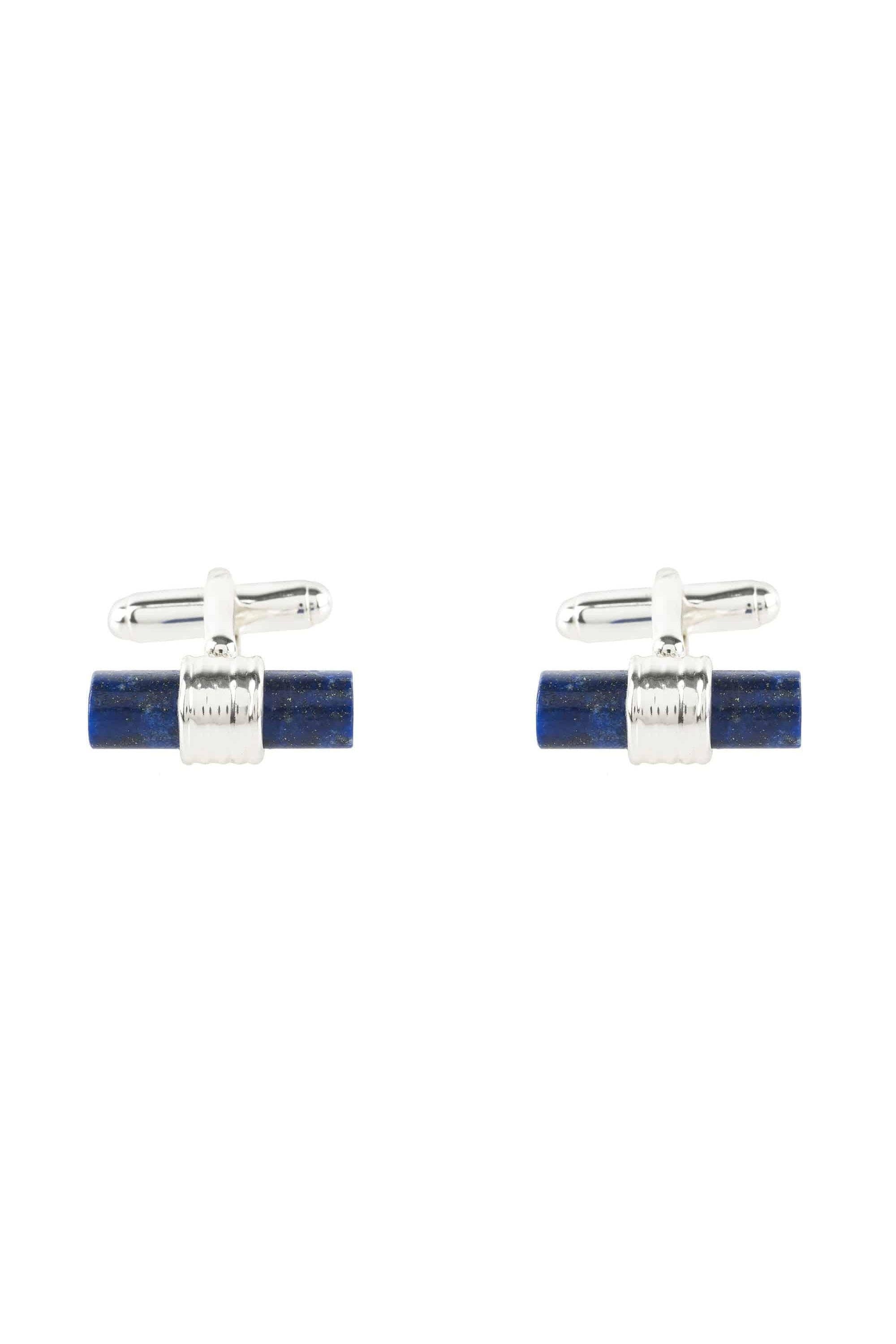 Latelita – wholesale Cufflinks – Cylindrical Cufflink Silver Blue Lapis Lazuli0
