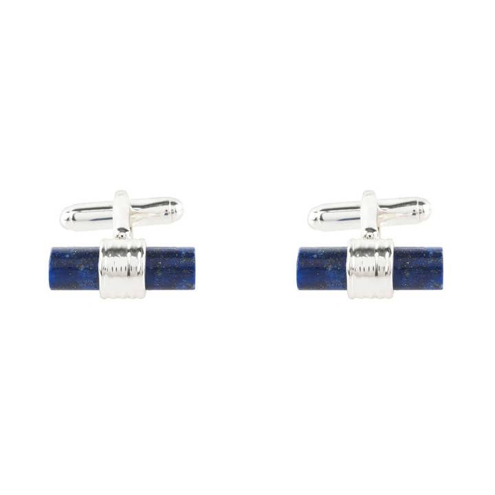 Latelita – wholesale Cufflinks – Cylindrical Cufflink Silver Blue Lapis Lazuli0