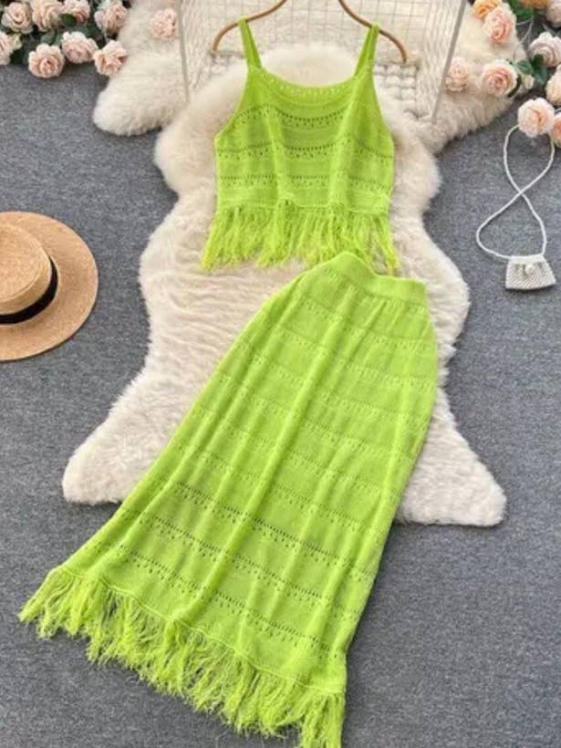 Boho Fringe Knitted Set for wholesale by Selfie Couture by Trendology