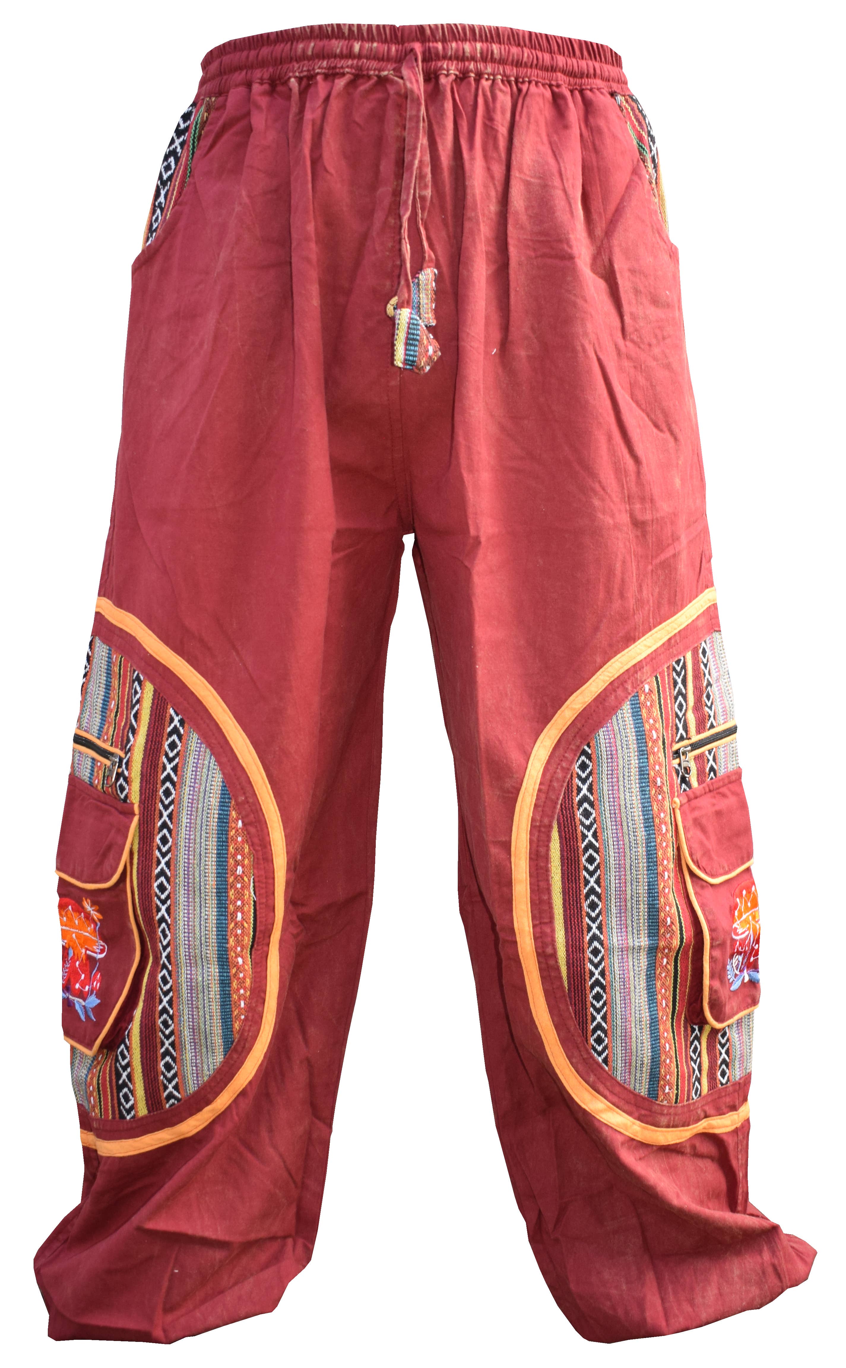 Gheri - Wholesale Pants - Unisex - Aztec Pocket Mushroom Embroidery Parachute Cargo Trousers15