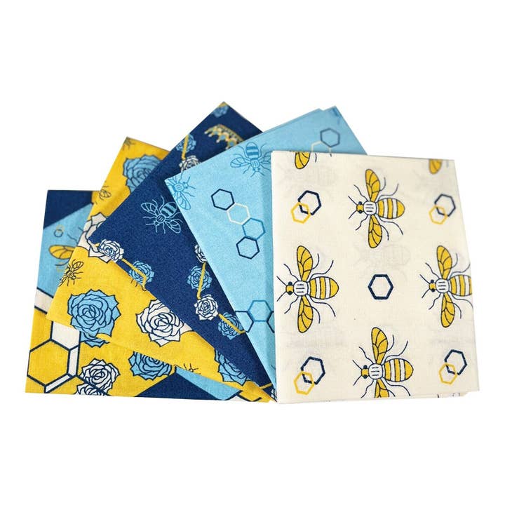 Bee Patchwork Cotton Fat Quarter Bundle 5 Pc for wholesale by Kims Crafty Corner