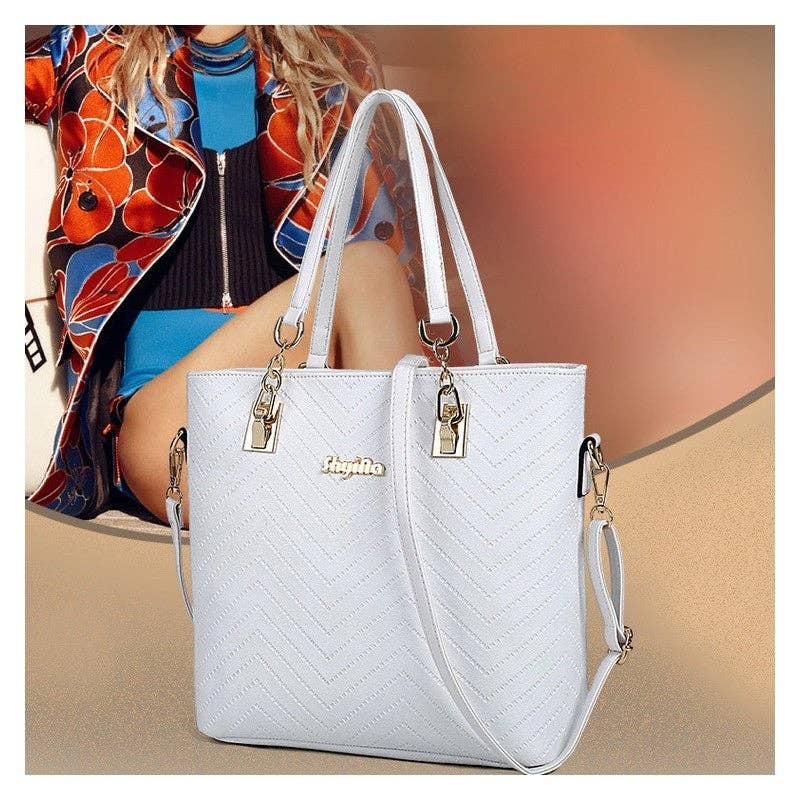 ShieldChic – wholesale Väska med handtag – Dam – 6-Piece Solid färg präglade handväska Set5