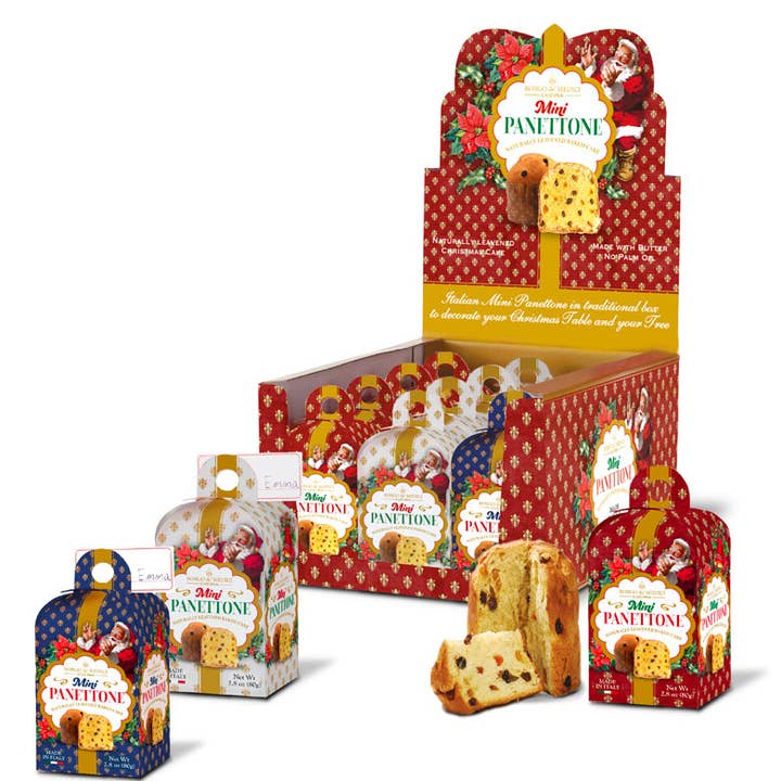 BORGO DE MEDICI USA – wholesale Kakmix – 80g Mini Panettone ”Placera hållare box” Hylla Ready Tray (12 p