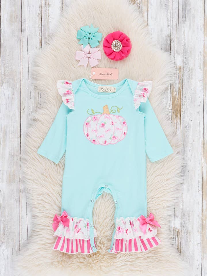 Blushin’ in the Patch Embroidered Ruffle Romper for wholesale by Marie Nicole Clothing