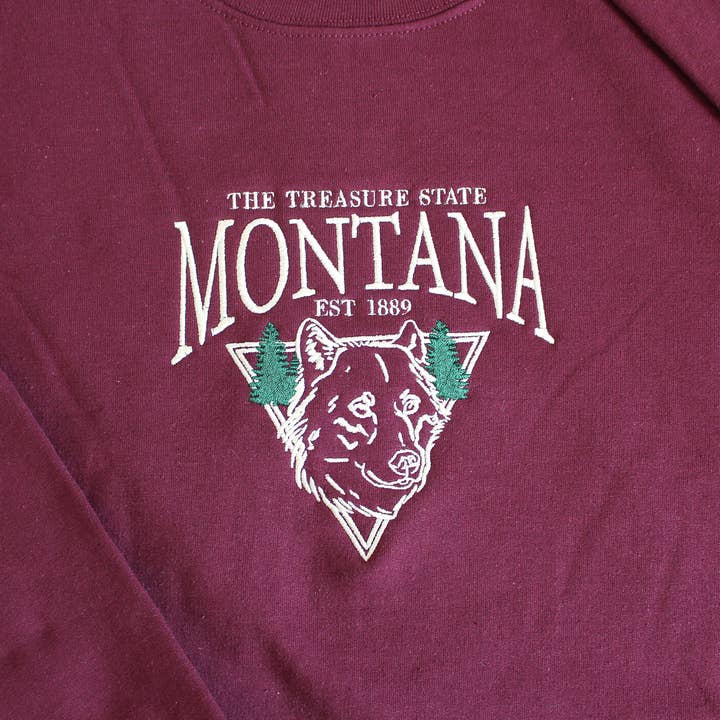 SewGenesis - Wholesale Sweatshirt - Women's - The Treasure State - Embroidered Montana Crewneck