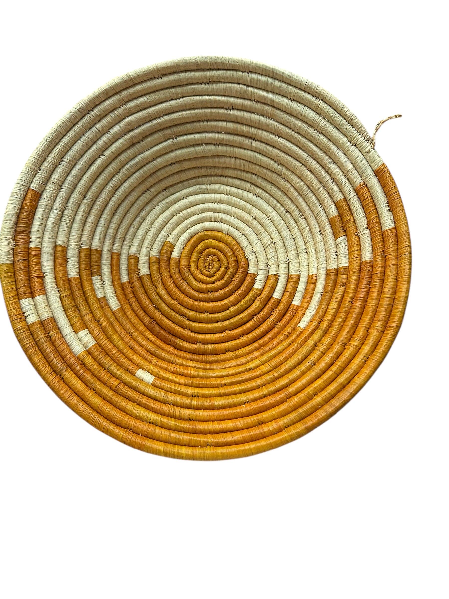 The African Home Goods - Wholesale Decorative Plate/Dish/Bowl - Trade Uganda African Bukedo Bowl Light Orange with White 12" Across0