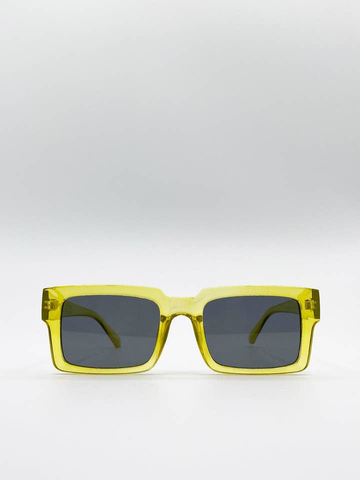 Square Crystal Yellow Frame Sunglasses for wholesale by AFA COLLECTIVE