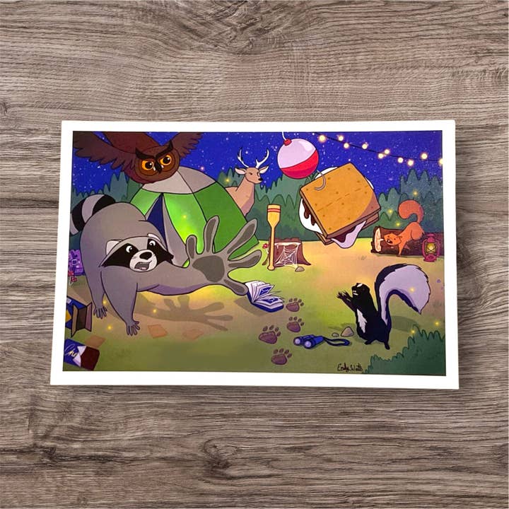 Camping Postcard for wholesale by Emily's Art Cart