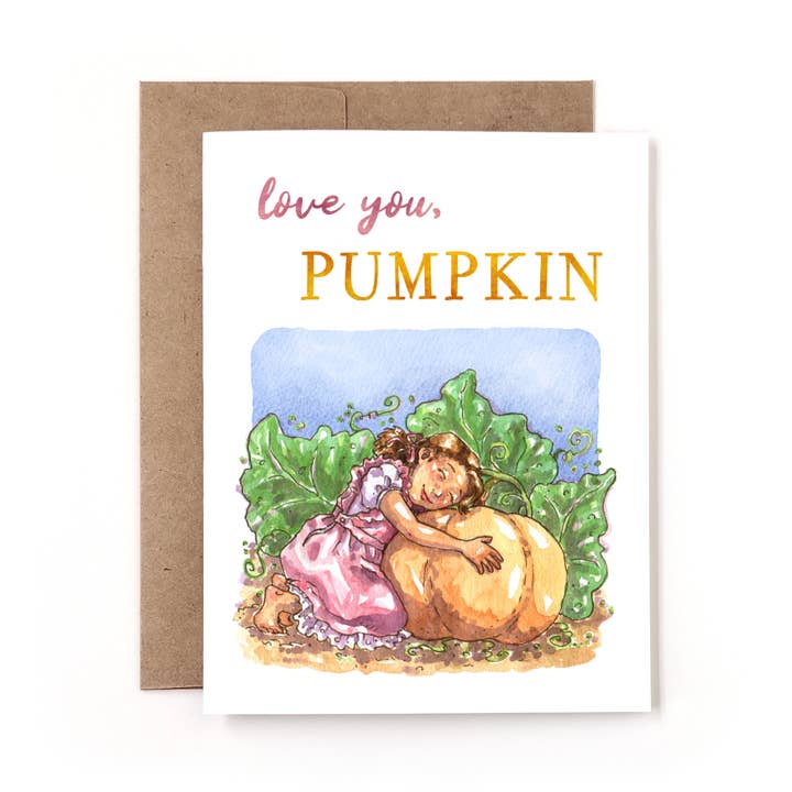 Hou van je Pompoen Speelse Aquarel Tuinkaart voor wholesale door Nettles & Lace Paper Co.