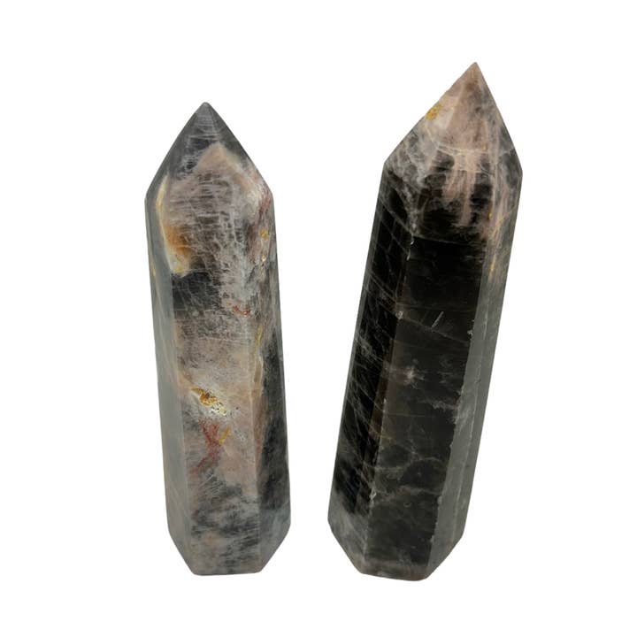 Black Moonstone Polished Points for wholesale by Quasar Gems USA