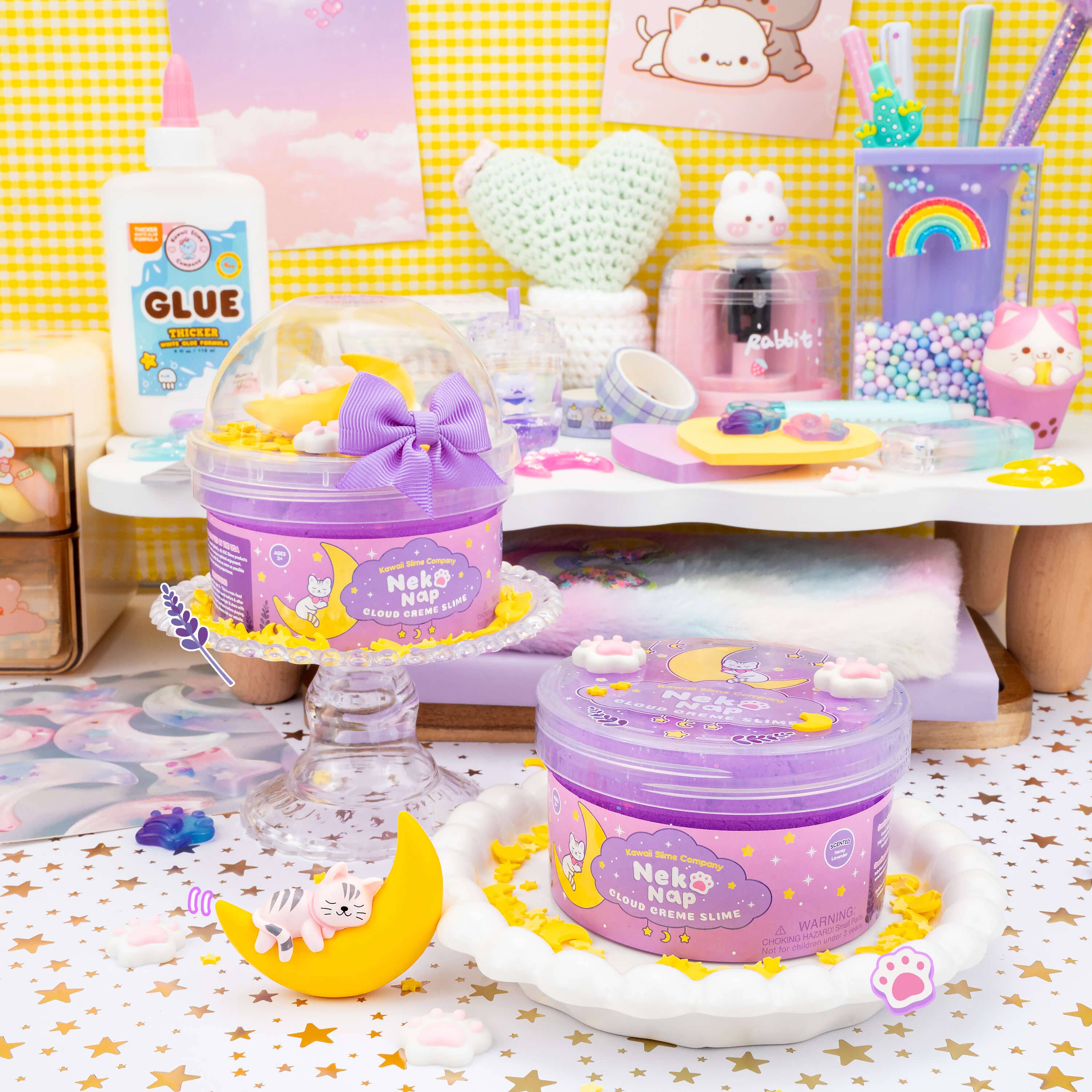 Kawaii Slime Company - Vente Pâte ingénieuse/slime – enfant - Neko Nap Cloud Creme Slime (4 pièces/caisse)4