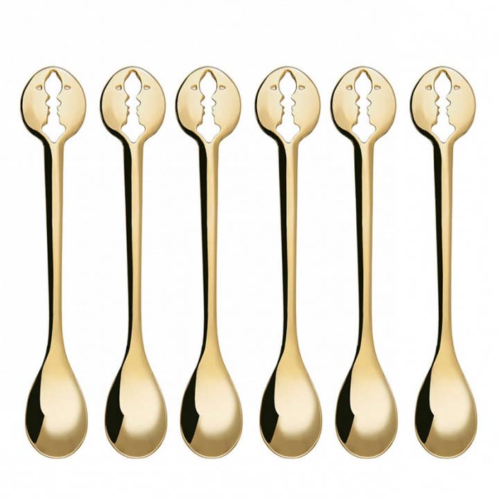 Kiss - Mocha Spoons Set Gold plated for wholesale by Casa Bugatti