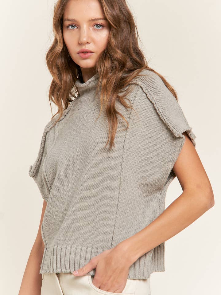 In the Beginning - Wholesale Sweater Vest - Women's - Gray Short Sleeved Sweater Vest