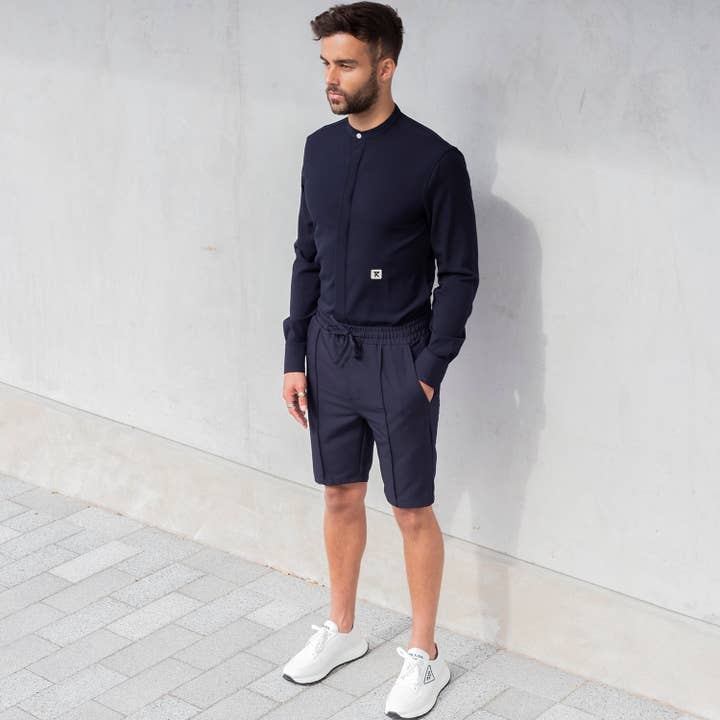 Finn - navy blue shorts for wholesale by RISK studio