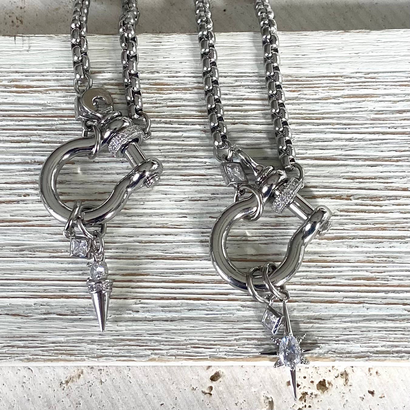 VB&CO Designs Handmade Jewelry - Wholesale Pendant/Charm Necklace - Carabiner shackle necklace charm holder mixed metal 13